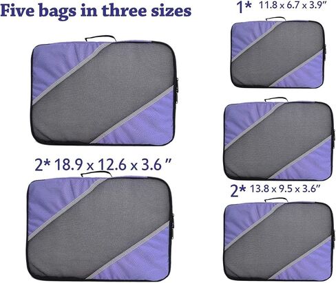 Packing Cubes for Travel 5 Set - Compression Luggage Organizers Bags, 3 Various Sizes in Saudi Arabia