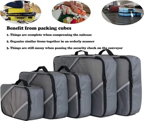 Packing Cubes for Travel 5 Set - Compression Luggage Organizers Bags, 3 Various Sizes in Saudi Arabia