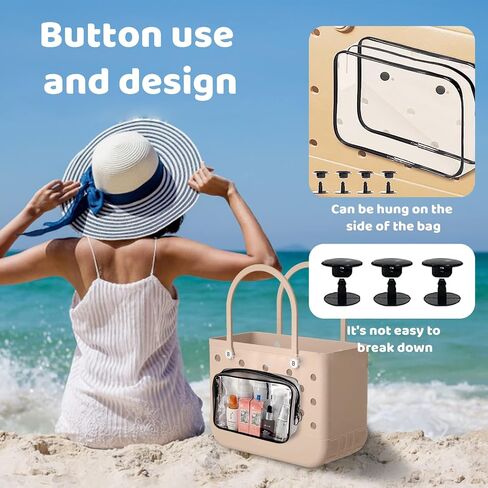 Lckaey Clear Insert Bags for Rubber Beach Bag,Travel Transparent Pouch Storage Bogg Beach Tote Accessories Organizer 2002black3pcs in Saudi Arabia
