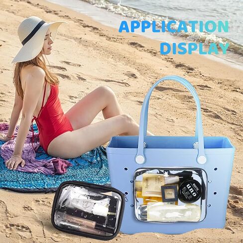 Lckaey Clear Insert Bags for Rubber Beach Bag,Travel Transparent Pouch Storage Bogg Beach Tote Accessories Organizer 2002black3pcs in Saudi Arabia