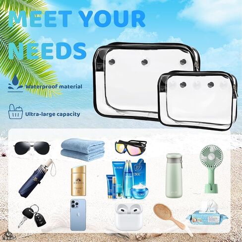 Lckaey Clear Insert Bags for Rubber Beach Bag,Travel Transparent Pouch Storage Bogg Beach Tote Accessories Organizer 2002black3pcs in Saudi Arabia