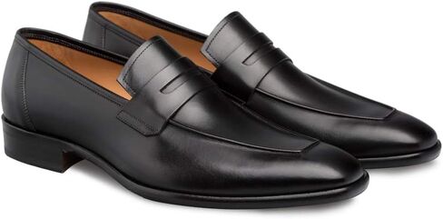 Mezlan Newport - Mens Luxury Penny Loafer Featuring Hand Finishes - Smooth European Calfskin Loafer - Handcrafted in Spain - Medium Width (Black, 9.5) in Saudi Arabia