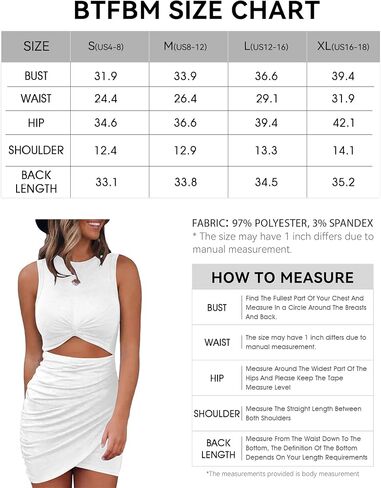 BTFBM Women 2024 Summer Sleeveless Casual Crewneck Bodycon Tank Dress Cutout Twist Slim Wrap Club Party Evening Dresses in Saudi Arabia