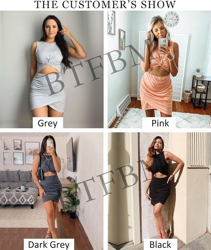 BTFBM Women 2024 Summer Sleeveless Casual Crewneck Bodycon Tank Dress Cutout Twist Slim Wrap Club Party Evening Dresses in Saudi Arabia