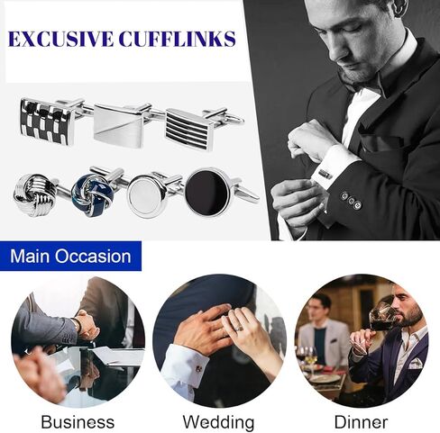 AXEN Cufflinks Cuff Links for Men and Women, Stainless Steel Cufflinks and Tuxedo Studs Set in Kuwait