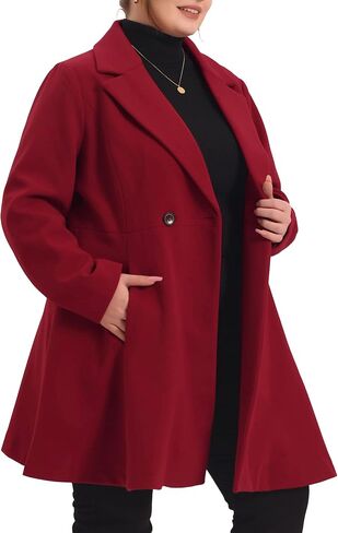 Agnes Orinda Plus Size Peacoat for Women Elegant A Line Notched Lapel Double Breasted Long Coat in Saudi Arabia