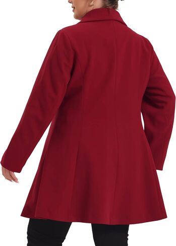 Agnes Orinda Plus Size Peacoat for Women Elegant A Line Notched Lapel Double Breasted Long Coat in Saudi Arabia