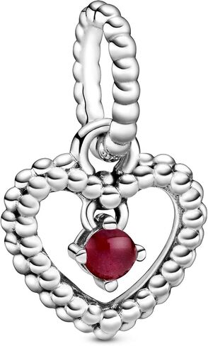 Pandora January Birthstone Dangle Charm & Bracelet Set - Women's Sterling Silver January Birthstone Dangle Charm & Heart Clasp Snake Chain Bracelet - Jewellery Set With Gift Box, Size 20 in Saudi Arabia