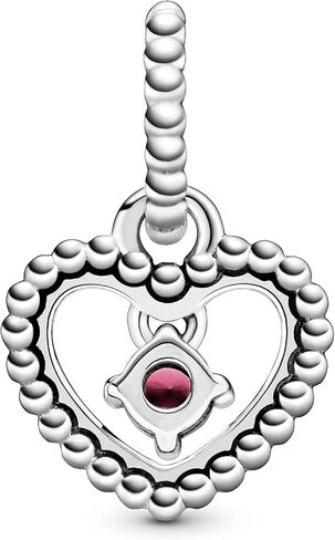 Pandora January Birthstone Dangle Charm & Bracelet Set - Women's Sterling Silver January Birthstone Dangle Charm & Heart Clasp Snake Chain Bracelet - Jewellery Set With Gift Box, Size 20 in Saudi Arabia