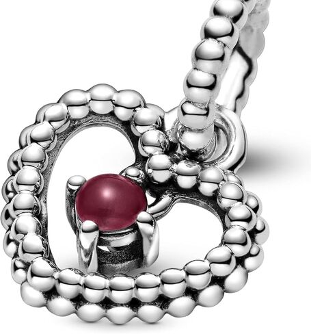 Pandora January Birthstone Dangle Charm & Bracelet Set - Women's Sterling Silver January Birthstone Dangle Charm & Heart Clasp Snake Chain Bracelet - Jewellery Set With Gift Box, Size 20 in Saudi Arabia