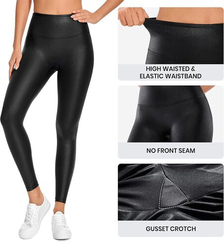 CRZ YOGA Butterluxe Matte Faux Leather Leggings for Women 26.5'' - No Front Seam High Waist Stretch Tights Pleather Pants in Saudi Arabia