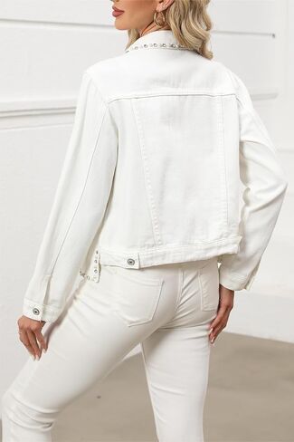 سترات جينز نسائية من LifeShe مطرزة باللؤلؤ ومزينة بأحجار الراين in Kuwait