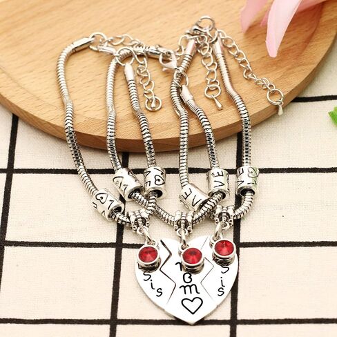 KENYG Mothers Day Christmas 3PCS Set Big Sis Mom Lil Sis Silver Bracelets Bangles For Mother Daughter in Saudi Arabia