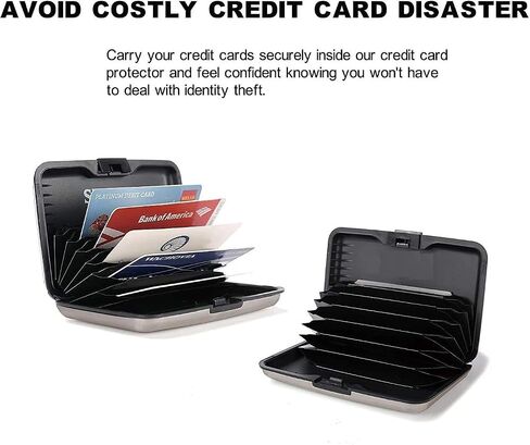 RFID Blocking Credit Card Protector,RFID Blocking Aluminum Wallets for Women & Men Card Holder for Metal ID Credit Cards Case (New Upgraded) (silver) in Kuwait