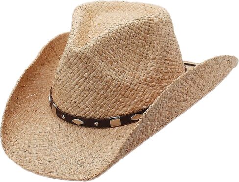 قبعة شمس صيفية من رافيا سترو ويسترن كاوبوي، فضي كانيون، طبيعي in Kuwait