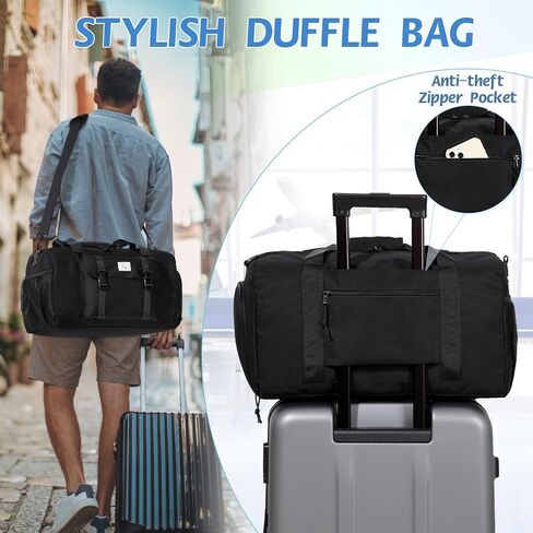 Kids Overnight Duffle Bags,Kasqo Boys Travel Bag Water Resistant Sports Gym Duffel Bag for Teens Girls Sleepover Bag School Weekender Carry On Tote with Shoes Compartment Dry Wet Pocket,Blue Cars in Kuwait