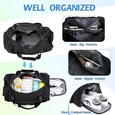 Kids Overnight Duffle Bags,Kasqo Boys Travel Bag Water Resistant Sports Gym Duffel Bag for Teens Girls Sleepover Bag School Weekender Carry On Tote with Shoes Compartment Dry Wet Pocket,Blue Cars in Kuwait