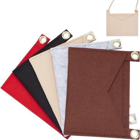 WADORN 5 Colors Felt Purse Insert Organizer, Envelope Bag Organizer Insert Rectangle Pocket Insert Liner with Grommets Bag in Bag for Women Clutch Pochette Purse, 5.9x0.22x4.85 Inch in Saudi Arabia