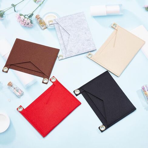 WADORN 5 Colors Felt Purse Insert Organizer, Envelope Bag Organizer Insert Rectangle Pocket Insert Liner with Grommets Bag in Bag for Women Clutch Pochette Purse, 5.9x0.22x4.85 Inch in Saudi Arabia