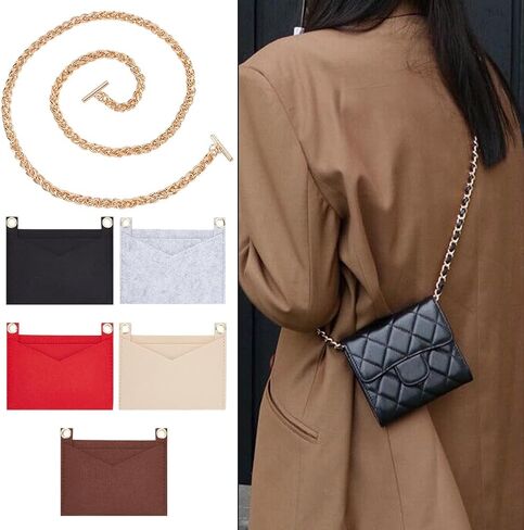 WADORN 5 Colors Felt Purse Insert Organizer, Envelope Bag Organizer Insert Rectangle Pocket Insert Liner with Grommets Bag in Bag for Women Clutch Pochette Purse, 5.9x0.22x4.85 Inch in Saudi Arabia