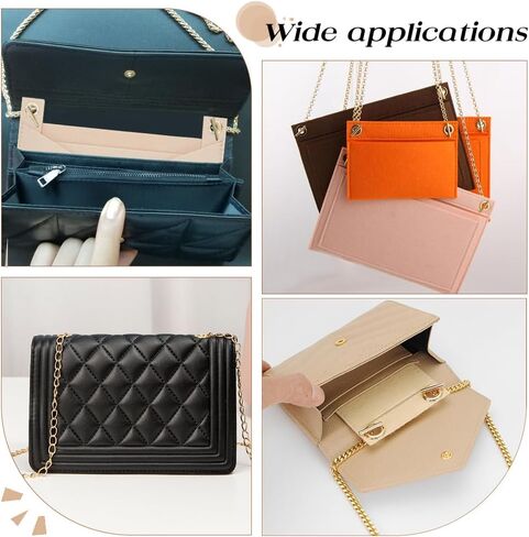 WADORN 5 Colors Felt Purse Insert Organizer, Envelope Bag Organizer Insert Rectangle Pocket Insert Liner with Grommets Bag in Bag for Women Clutch Pochette Purse, 5.9x0.22x4.85 Inch in Saudi Arabia