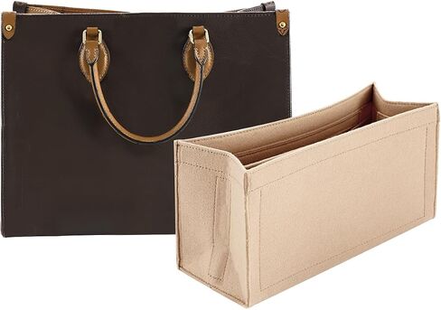 Felt Handbag Insert fit ONTHEGO MM Premium Felt Organizer for Your Designer Bags (Large, Beige) in Saudi Arabia