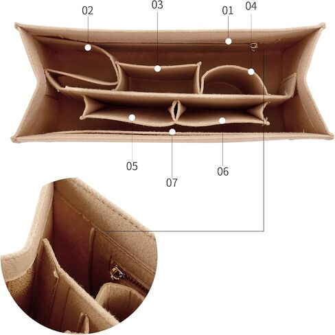 Felt Handbag Insert fit ONTHEGO MM Premium Felt Organizer for Your Designer Bags (Large, Beige) in Saudi Arabia