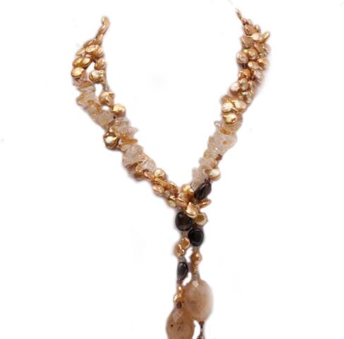 JYX 10x12mm عملة صفراء لؤلؤية كريستال أصفر وقلادة كريستال دخاني in Kuwait