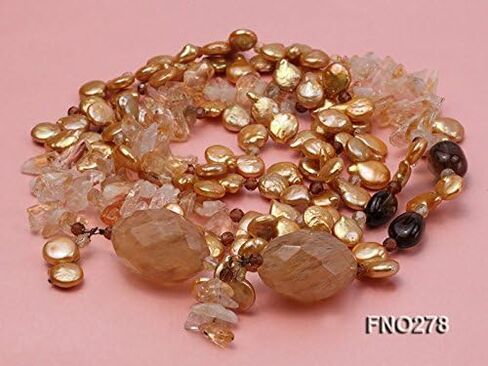 JYX 10x12mm عملة صفراء لؤلؤية كريستال أصفر وقلادة كريستال دخاني in Kuwait