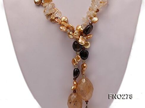 JYX 10x12mm عملة صفراء لؤلؤية كريستال أصفر وقلادة كريستال دخاني in Kuwait