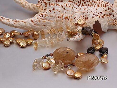 JYX 10x12mm عملة صفراء لؤلؤية كريستال أصفر وقلادة كريستال دخاني in Kuwait