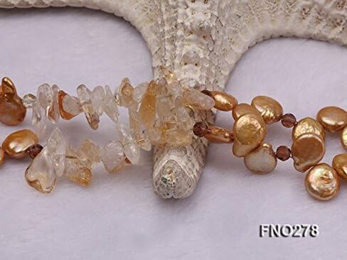 JYX 10x12mm عملة صفراء لؤلؤية كريستال أصفر وقلادة كريستال دخاني in Kuwait