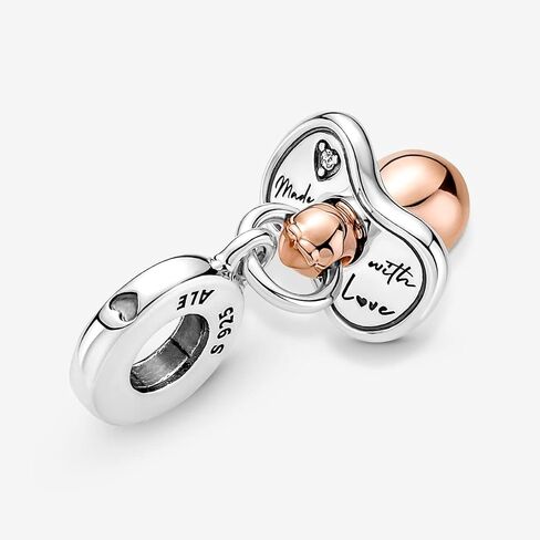 Pandora Baby Pacifier Dangle Charm Bracelet Charm Moments Bracelets - Stunning Women's Jewelry - Gift for Women - Made Rose, Sterling Silver & Cubic Zirconia, With Gift Box in Saudi Arabia