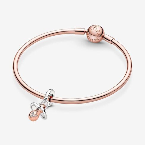 Pandora Baby Pacifier Dangle Charm Bracelet Charm Moments Bracelets - Stunning Women's Jewelry - Gift for Women - Made Rose, Sterling Silver & Cubic Zirconia, With Gift Box in Saudi Arabia