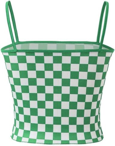 Chounuer Summer Women Plaid Camis Sexy Checkerboard Ladies Crop Top Patchwork Tank Tops Outerwear Lingerie Female Camisole in Saudi Arabia