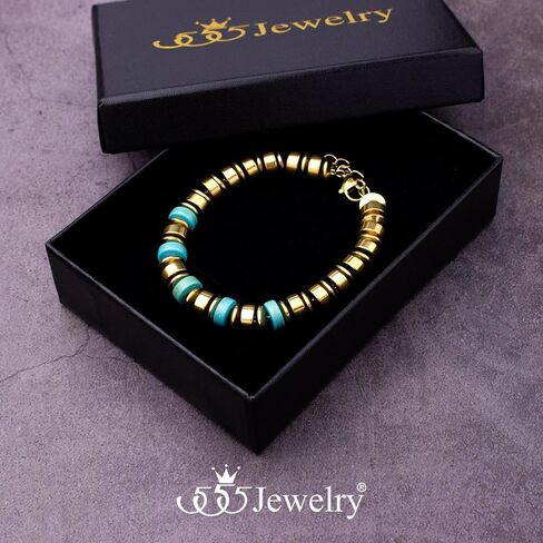 555Jewelry سوار أنيق من الخرز الفولاذ المقاوم للصدأ للنساء وقطرات خفيفة الوزن للفتيات والنساء in Saudi Arabia