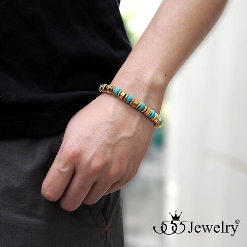 555Jewelry سوار أنيق من الخرز الفولاذ المقاوم للصدأ للنساء وقطرات خفيفة الوزن للفتيات والنساء in Saudi Arabia
