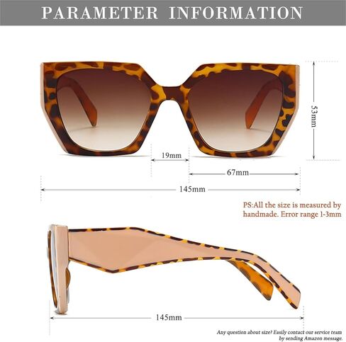 نظارات شمسية عصرية من HJSTES للنساء والرجال بإطار مربع سميك كبير الحجم مع حماية من الأشعة فوق البنفسجية in Kuwait