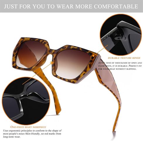 نظارات شمسية عصرية من HJSTES للنساء والرجال بإطار مربع سميك كبير الحجم مع حماية من الأشعة فوق البنفسجية in Kuwait