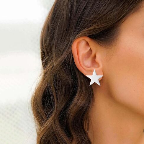 Clip-on Earrings For Women, Women's Non Pierced Earring, Star Earrings Ear Clips Hypoallergenic Lightweight Stainless Steel Geometric Earrings in Kuwait