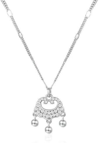 Women's platinum full diamond safety lock pendant necklace, niche design for transporting long life lock bell pendant in Saudi Arabia