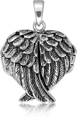 WithLoveSilver 925 Sterling Silver Feather Angel Wing Charms Pendant Locket in Saudi Arabia