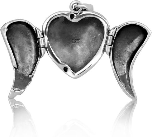WithLoveSilver 925 Sterling Silver Feather Angel Wing Charms Pendant Locket in Saudi Arabia
