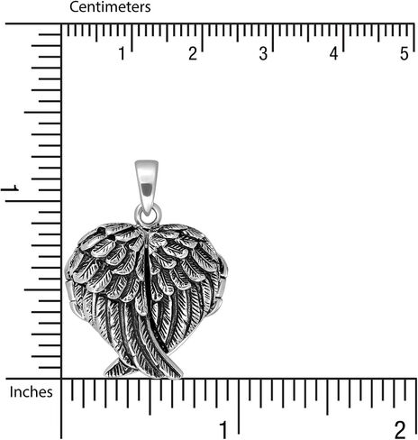 WithLoveSilver 925 Sterling Silver Feather Angel Wing Charms Pendant Locket in Saudi Arabia