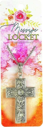 Dicksons Amazing Grace Cross Stainless Steel 24 Inch Women's Message Locket on Presentation Card in Saudi Arabia