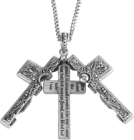 Dicksons Amazing Grace Cross Stainless Steel 24 Inch Women's Message Locket on Presentation Card in Saudi Arabia