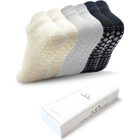 Grip Pilates Yoga Socks Breathable Cotton Non slip Anti Slip for Floor Exercise Hospital Size 7-11 (Multi-packs)