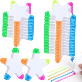 Colorful Star Highlighters, 24 Packs Fluorescent Pens 5-In-1 Highlighters for Marking, Drawing, Star-Shaped Aesthetic markers for School, Office Stationery Supplies