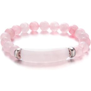 Link Pheromone Bracelet for Women 8mm Healing Crystal Beads Stretch Bracelet Pink Love Rose Quartz Pheromone Bracelet Handmade Good Luck Energy Bangle Jewelry