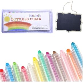 Dustless Chalk With Holder for Kids，Non-toxic rotatable colored chalks,blackboard painting 、 writing、children's birthday or party gifts (12 pieces)